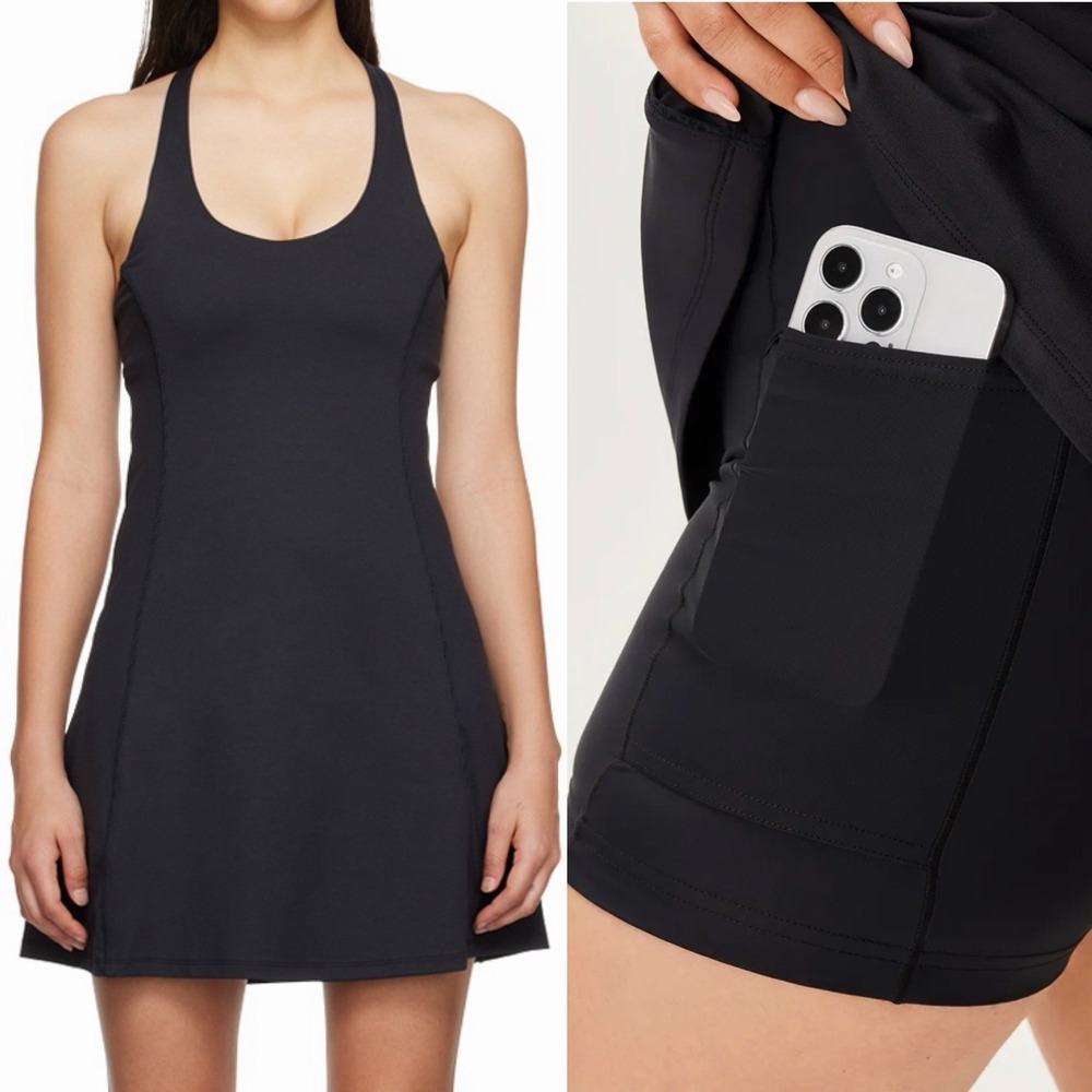 Outdoor Voices Sz XS Black Athleisure Dress Built-In Bra & Shorts Liner Stretchy